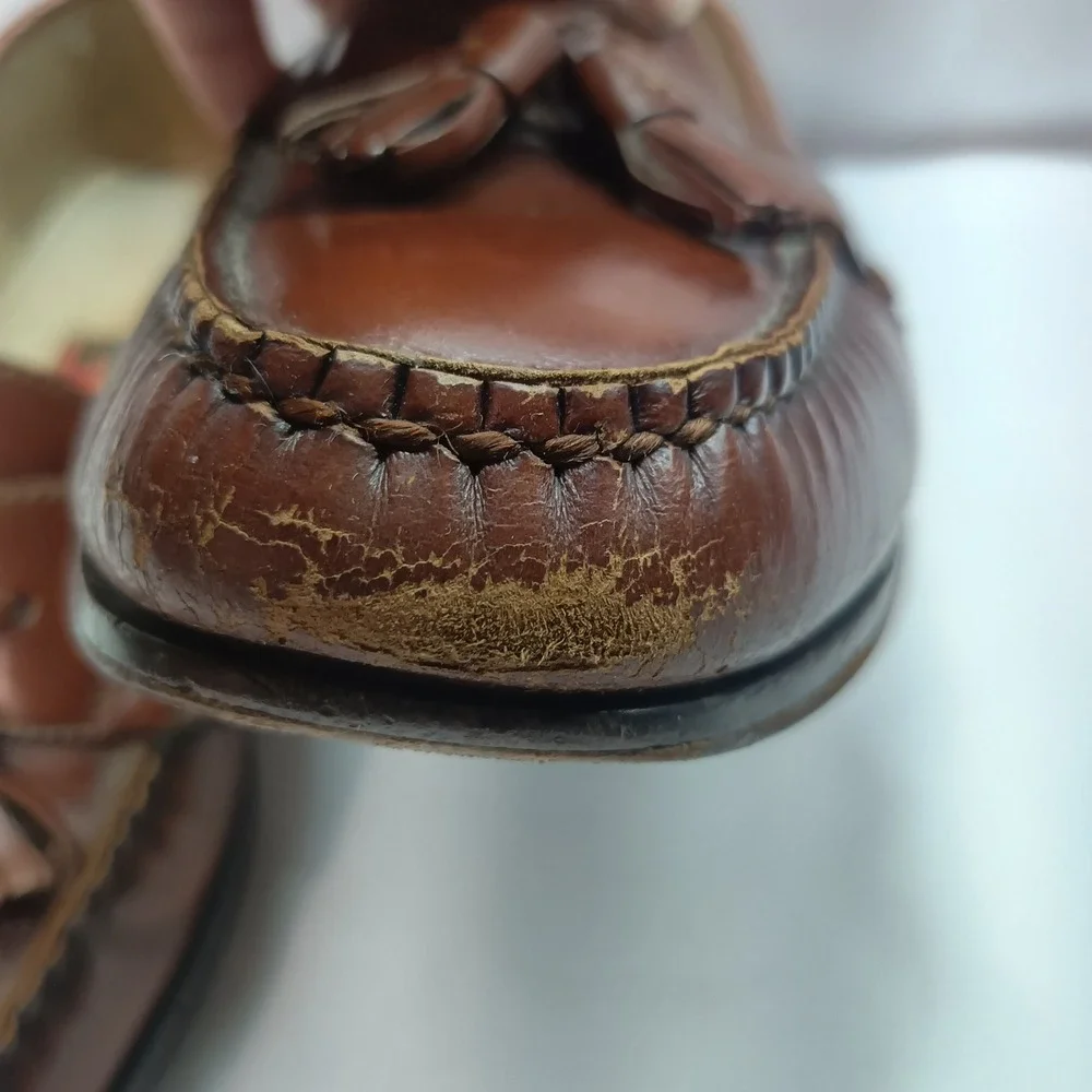 Cole Haan City Mens Brown Leather Tassel Loafers Shoes Size 9D Flex Causal